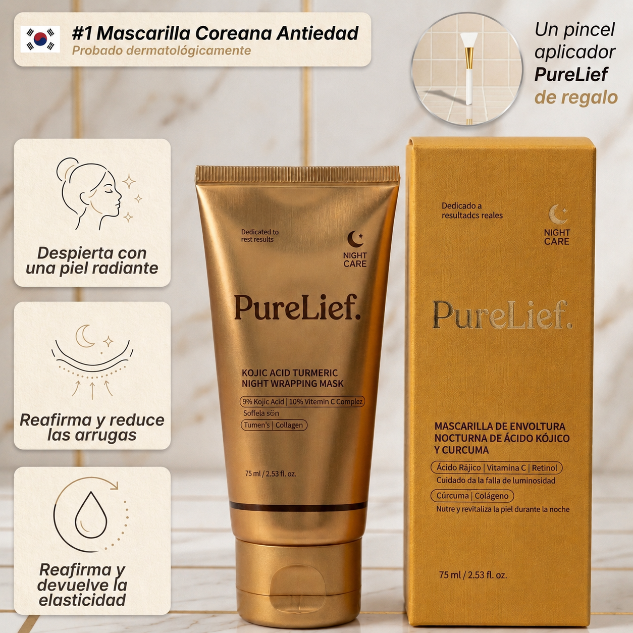 Mascarilla Facial Coreana con Cúrcuma y Colágeno
